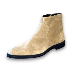 HUGO Kerr Side-Zip Ankle Boots Men's Beige Leather US 9 (UK 8 EU 42) MSRP $199